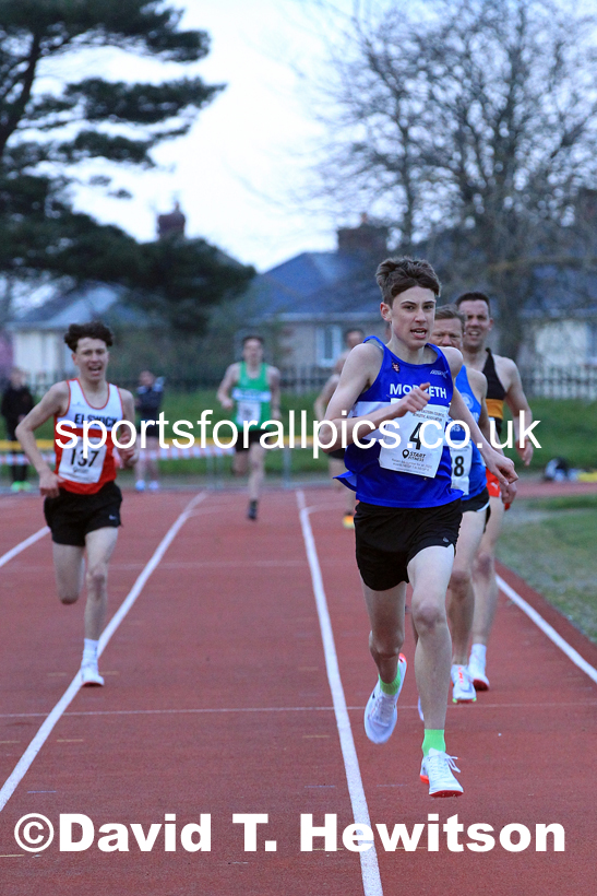 1500 metres, 2022 NEGP No. 1,  Monkton Stadium, April 20th, on a very cold night. Photo: David T. Hewitson/Sports for All Pics